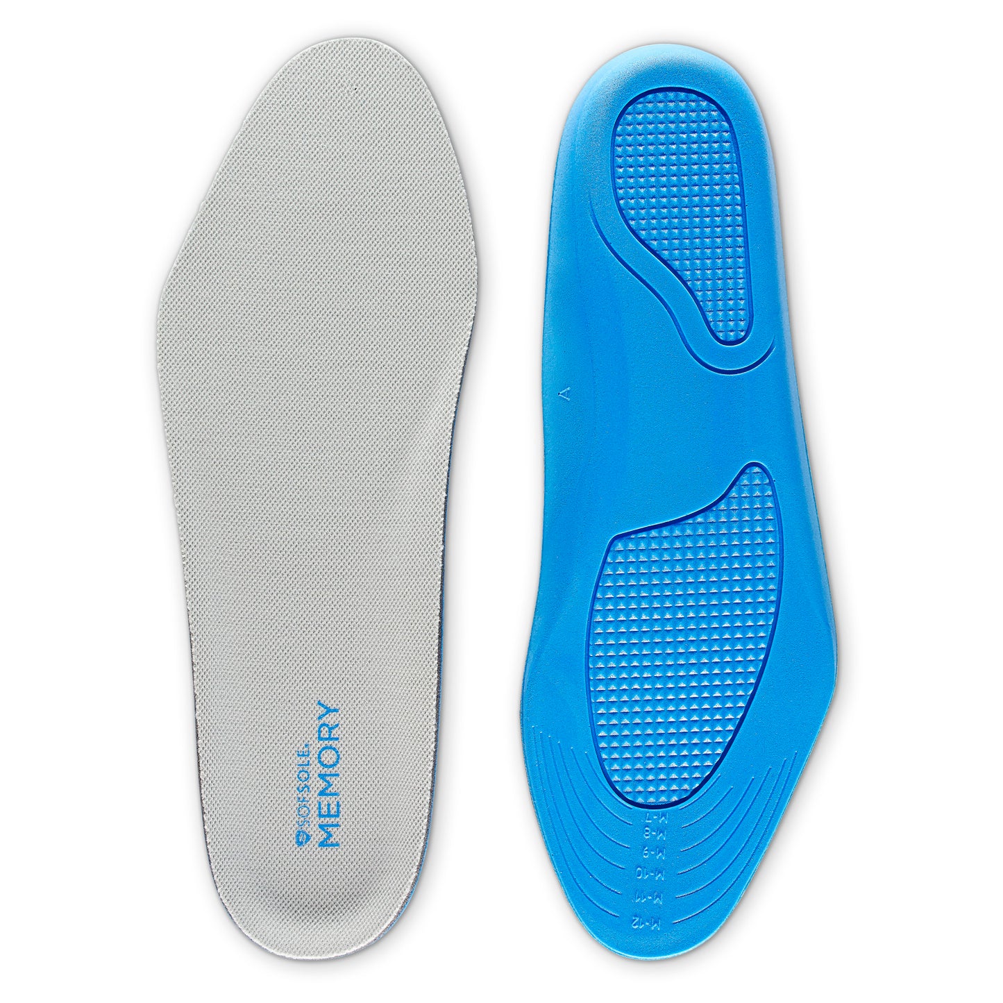 Orthotic insoles are shown, designed to support feet inside shoes.