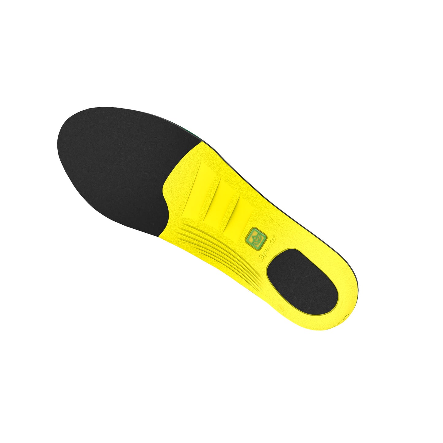 A yellow massage roller with a black tip used for muscle relaxation in a fitness setting.