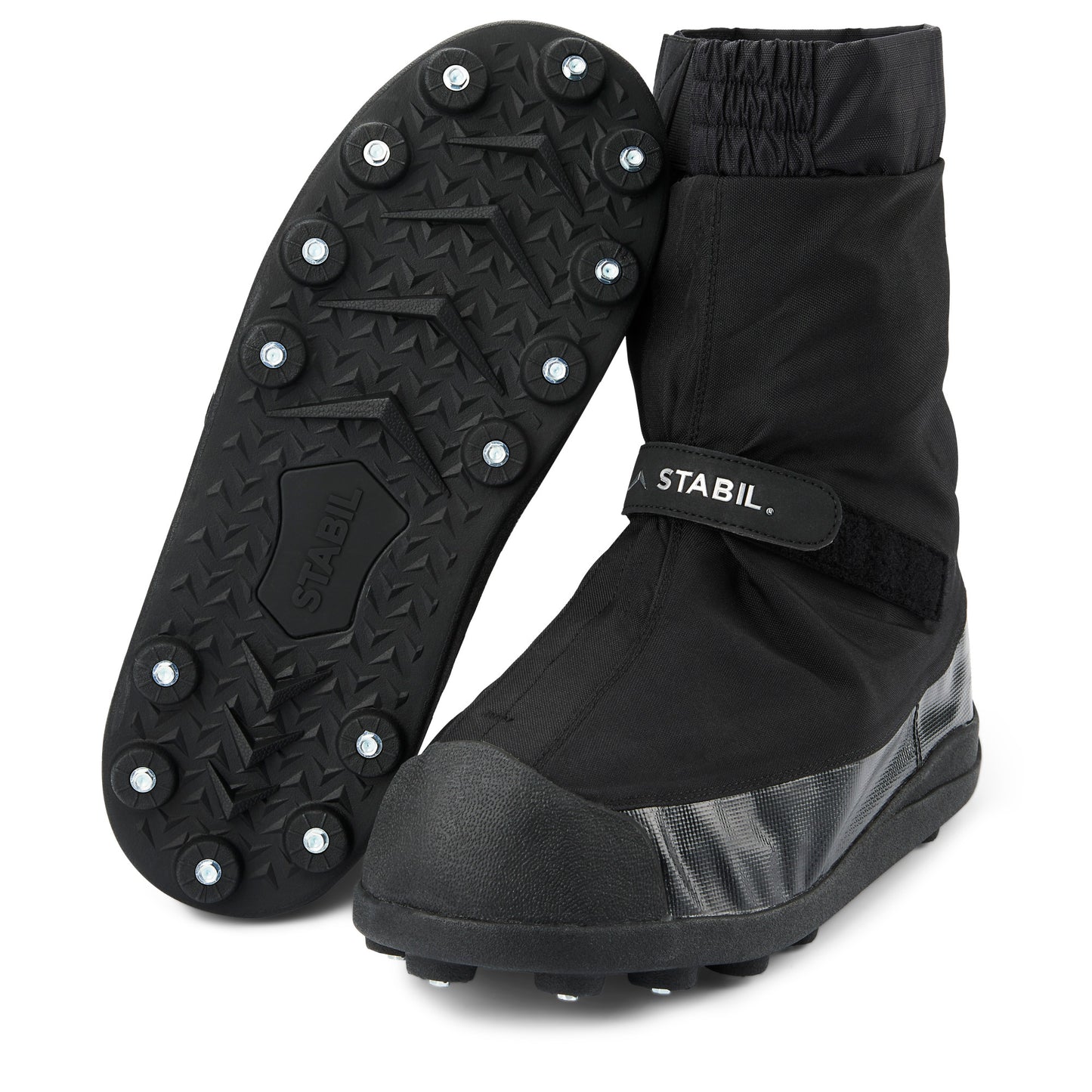 Trail shoe with studded sole for traction in rugged outdoor terrain