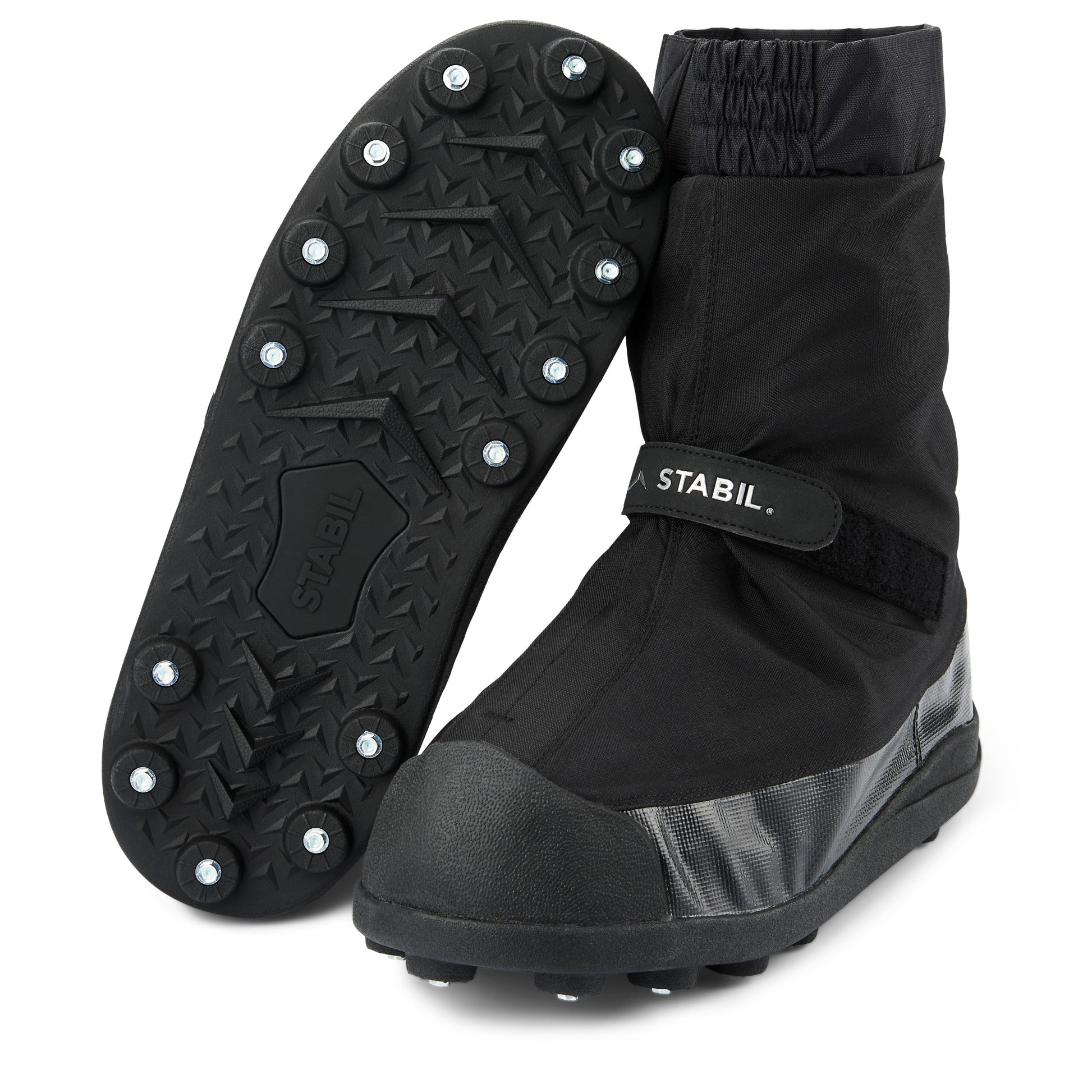 Trail shoe with studded sole for traction in rugged outdoor terrain