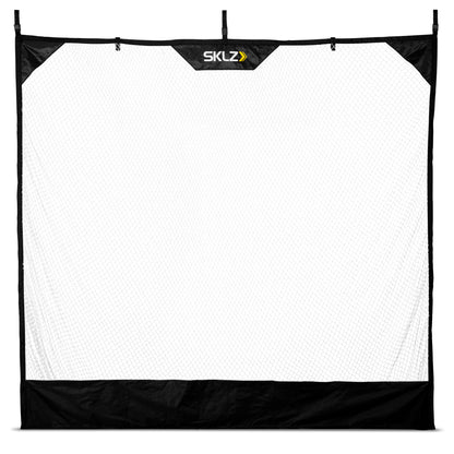 The flag acts as a backdrop in an outdoor setting displaying the SKLZ logo at the top
